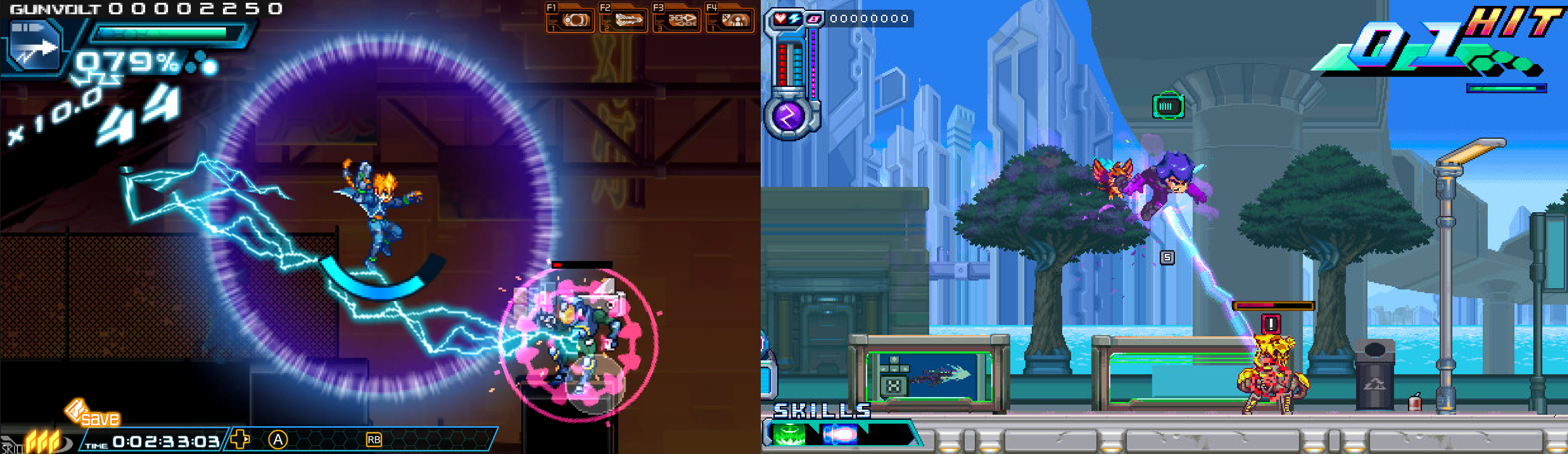 A comparison between Gunvolt and Berserk Boy's chain lightning attacks