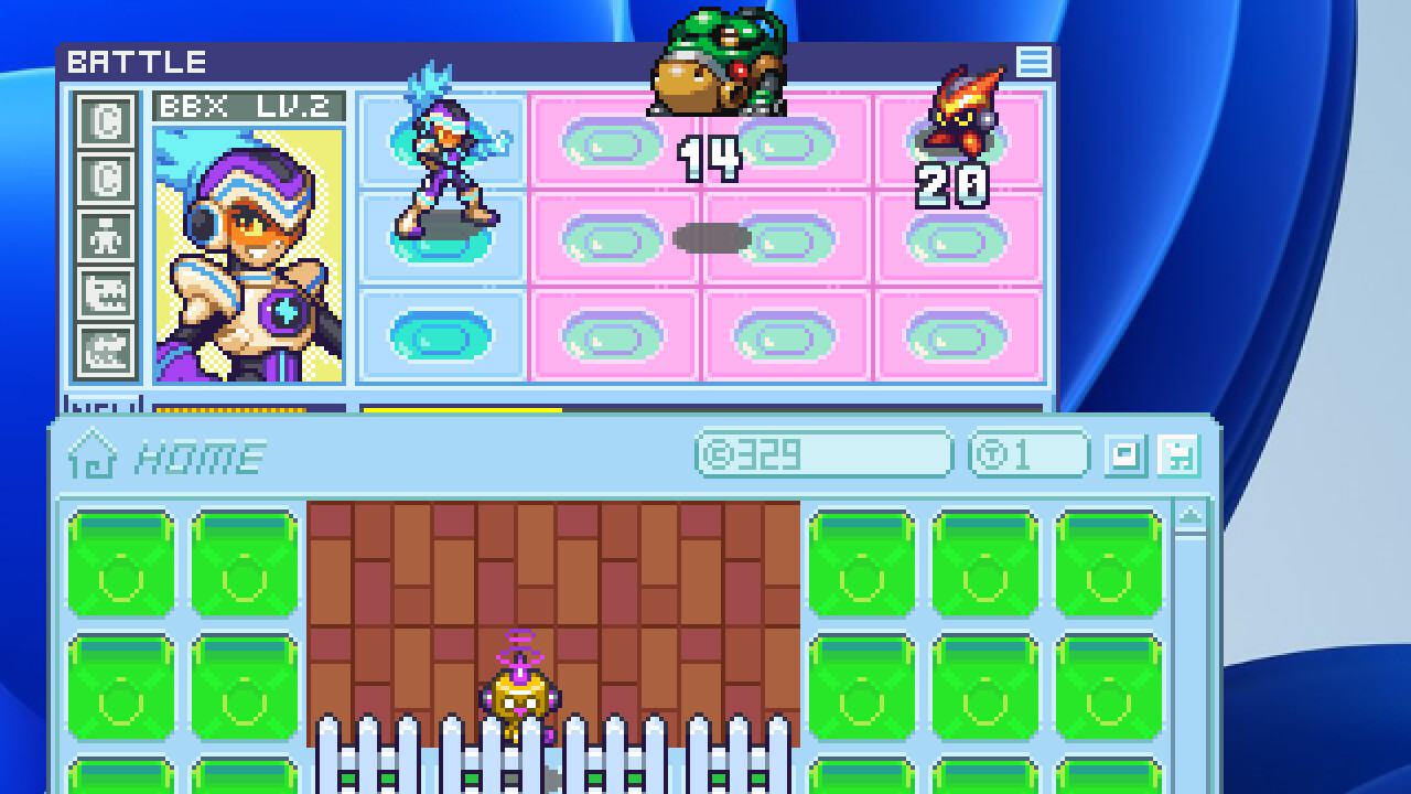 A screenshot of Berserk B.I.T.S highlighting the Mega Man Star Force-inspired character design and Mega Man Battle Network-inspired everything else